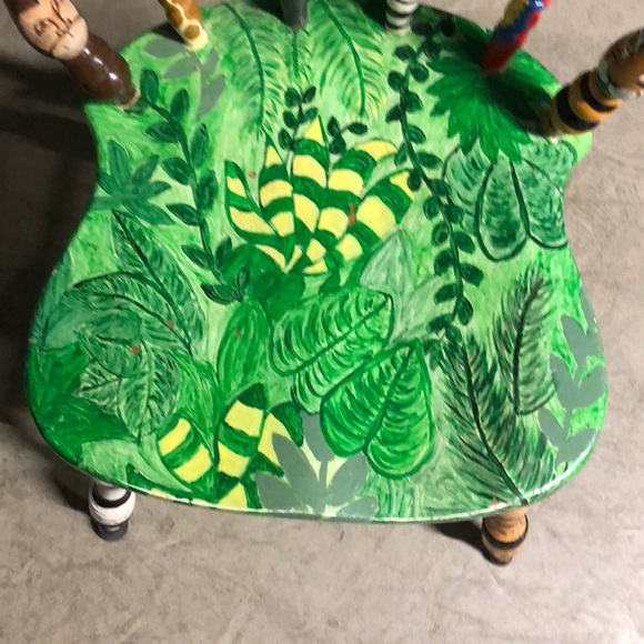 Jungle Animal Hand Crafted Painted Oak Wood Chair - Picture 3 of 5